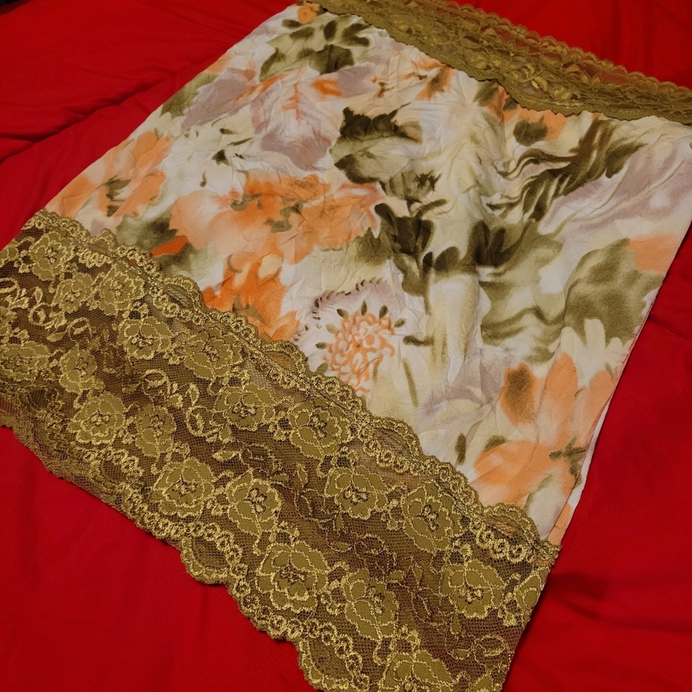 Vtg Y2K Vanity olive grn floral lace strapless keyhole crinkle tube top 1X NWOT - Picture 11 of 16